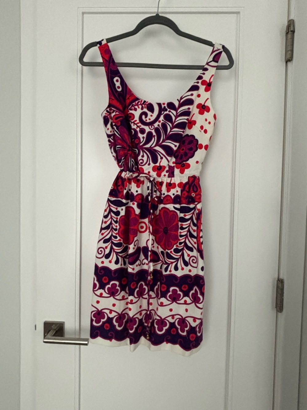 Trina Turk White Dress with Red & Purple Floral Print